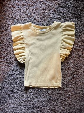 Zara Yellow Ruffle Sleeve Tee